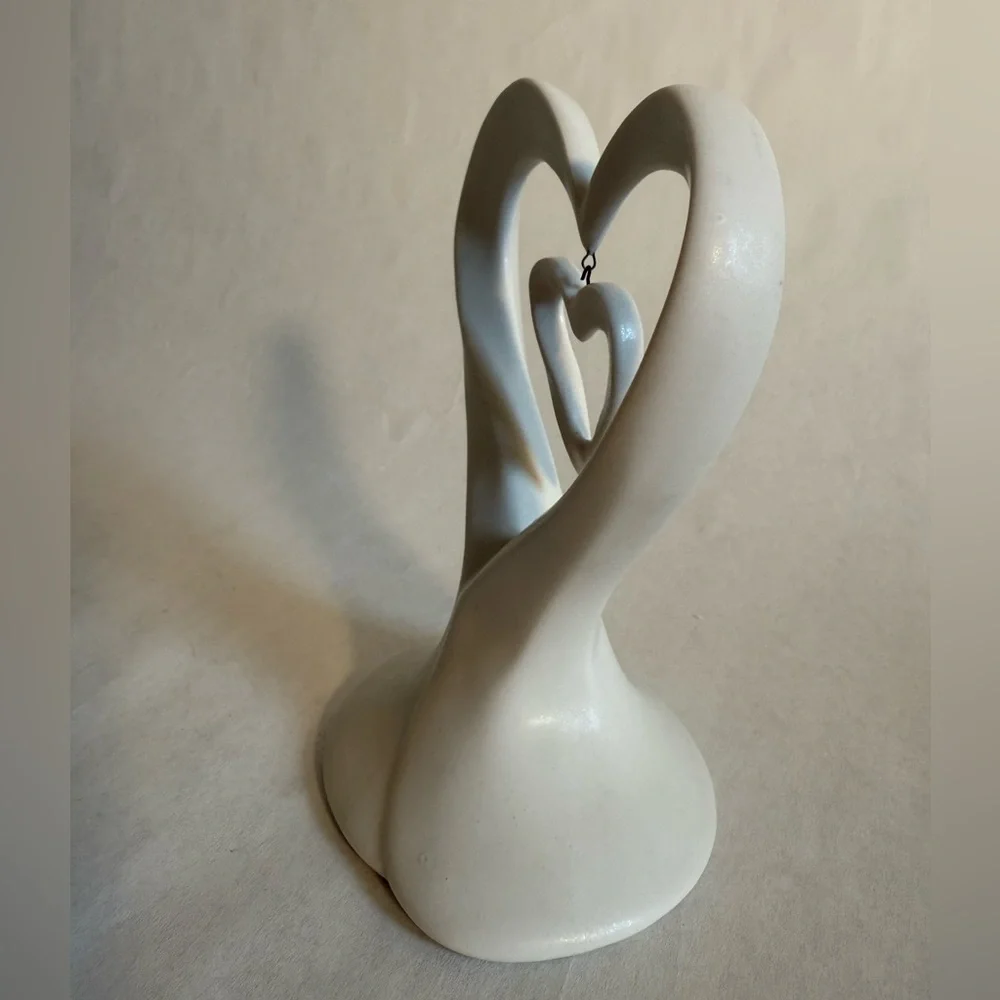 Elegant White Porcelain Double Heart Figurine NWT
